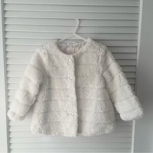 Janie and Jack Plush Faux Fur Coat in Off-White